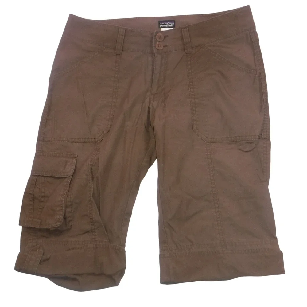 Patagonia Water Girl Brown Organic Cotton Cargo Shorts Womens 6 Hiking Utility‎